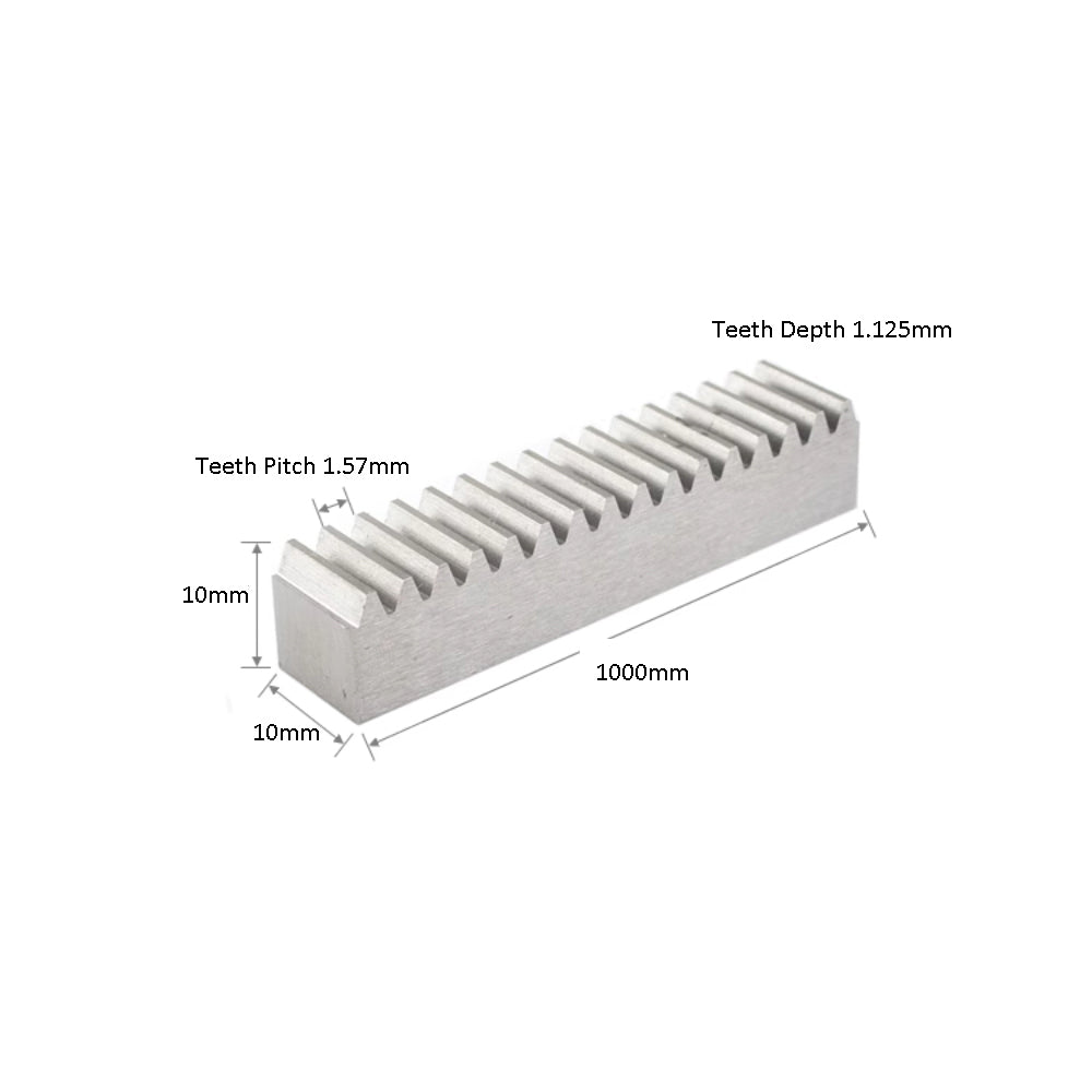 0.5 Module 10mm width x10mm height x 1metre 45 steel mechanical rack holless Only Rack