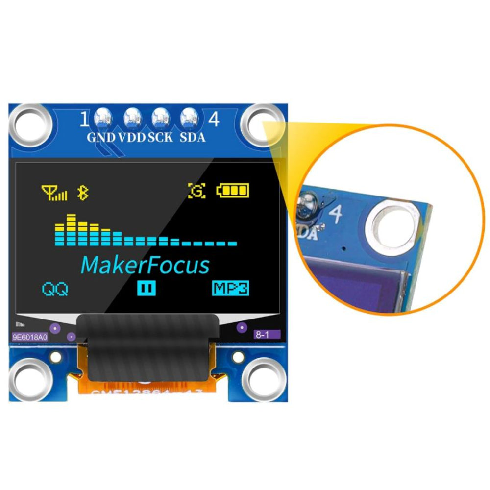 0.96 Inch I2C/IIC 4-Pin OLED Display Module Blue & Yellow