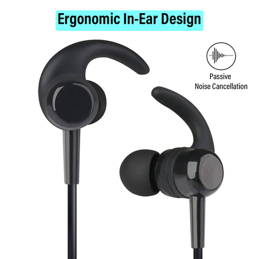 pTron Avento Lite High Bass In-Ear Stereo Wireless Earphones - (Black)