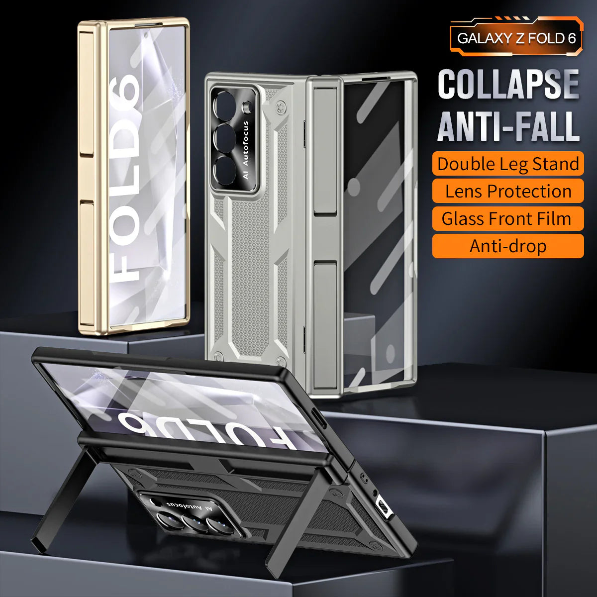 Samsung Galaxy Z Fold Series Rugged Fall Protection Case with Built-in Stand