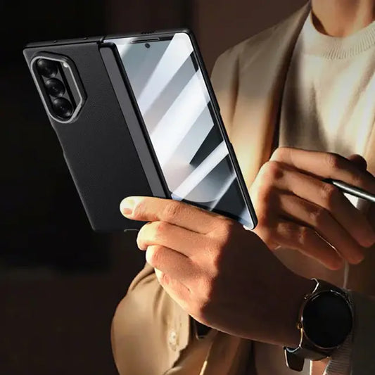Galaxy Z Fold Series Luxury Lens Holder Leather Case