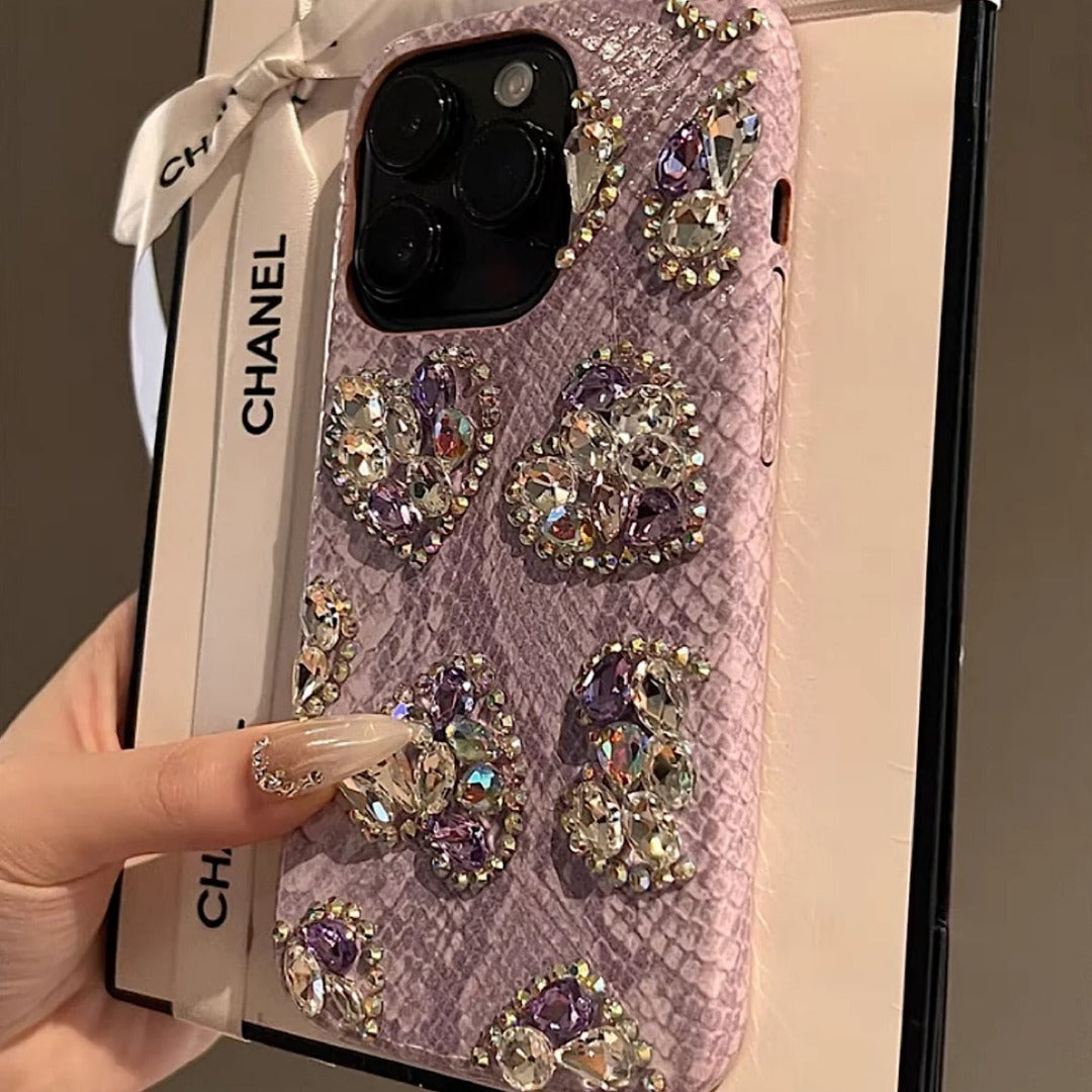 Elegant Crystal-Studded Heart Case