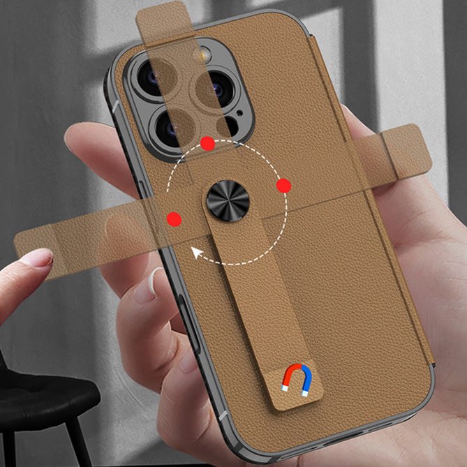 Elegance Rich Finish Flip Leather Case - iPhone