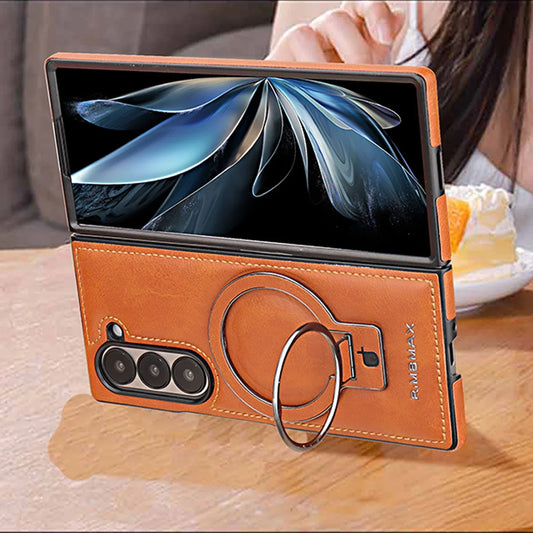 Galaxy Z Fold Series Luxury Ring Holder Leather Case