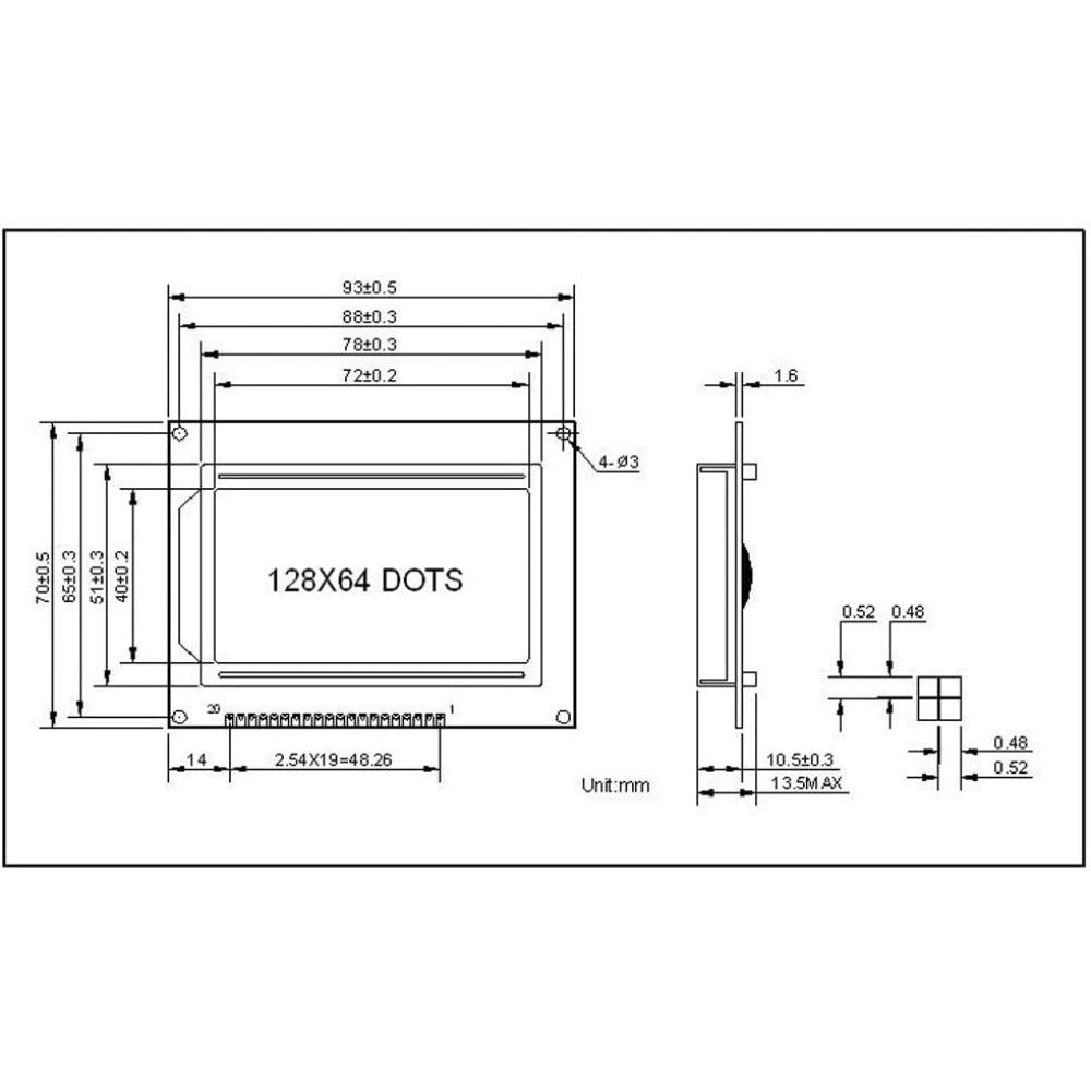 12864B Graphic Yellow Color Backlight LCD Display Module