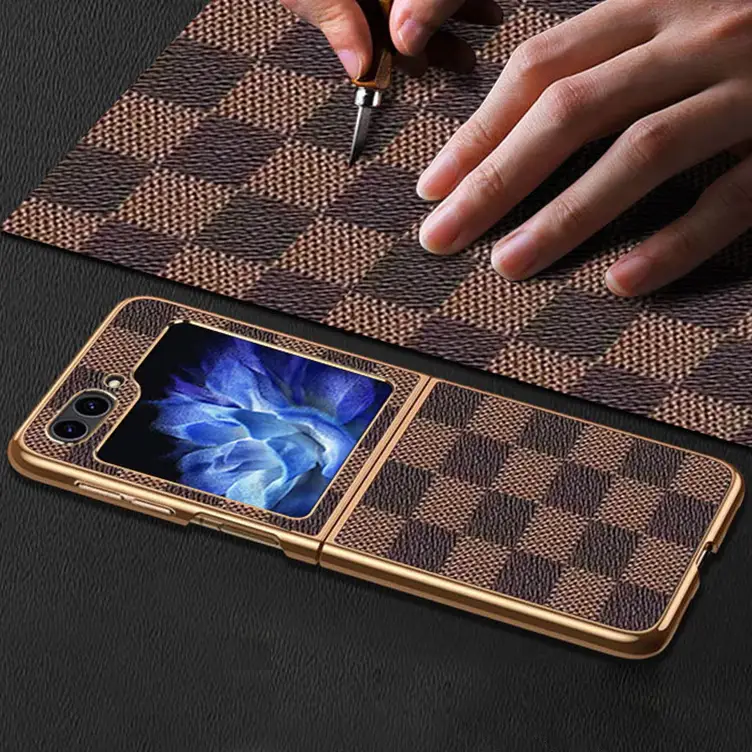 Galaxy Z Flip Series Luxury Electroplated Plaid Leather Case