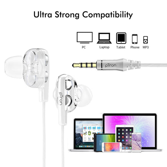 Buy Refurbished - PTron HBE6 Earphone Metal Bass Headphone With Mic ,Get pTron Boom Pro 4D In-Ear Wired Earphones with Mic