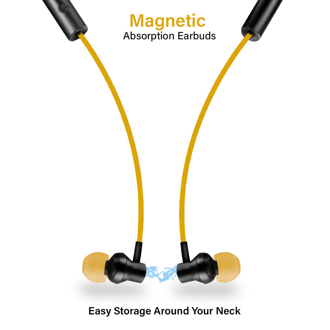 pTron InTunes Beats In-Ear Magnetic Stereo Wireless Neckband with Mic - (Black/Yellow)