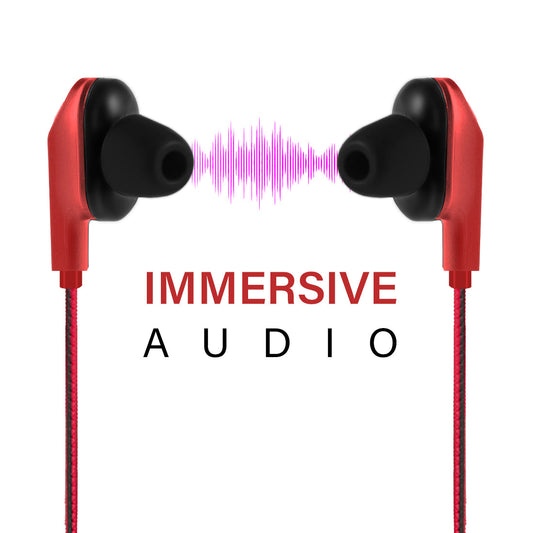 pTron Boom One In-Ear Stereo Sound Wired Earphones with Mic & Volume Control - (Red)