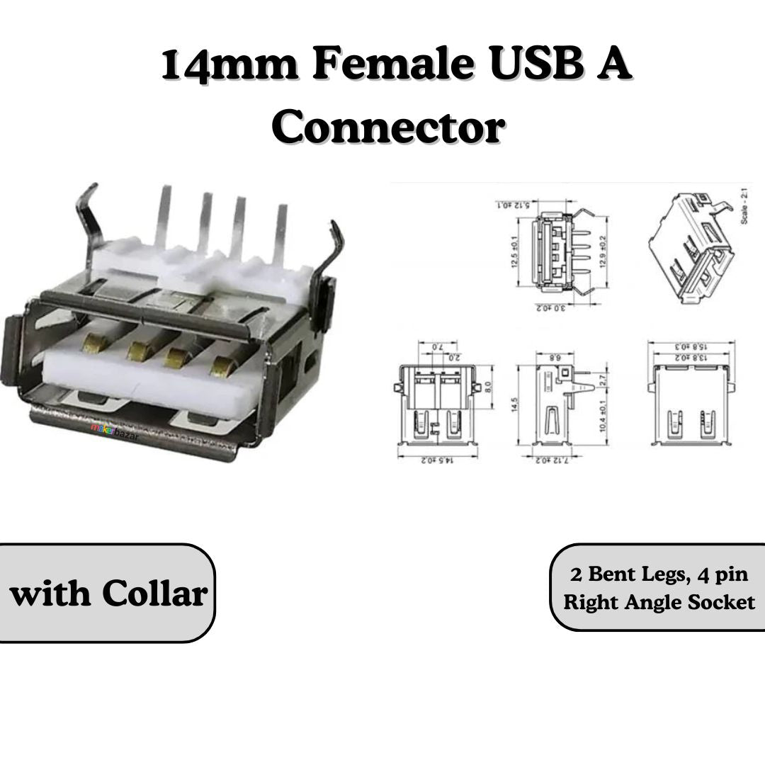 Female USB A Connector 4-Pin Socket