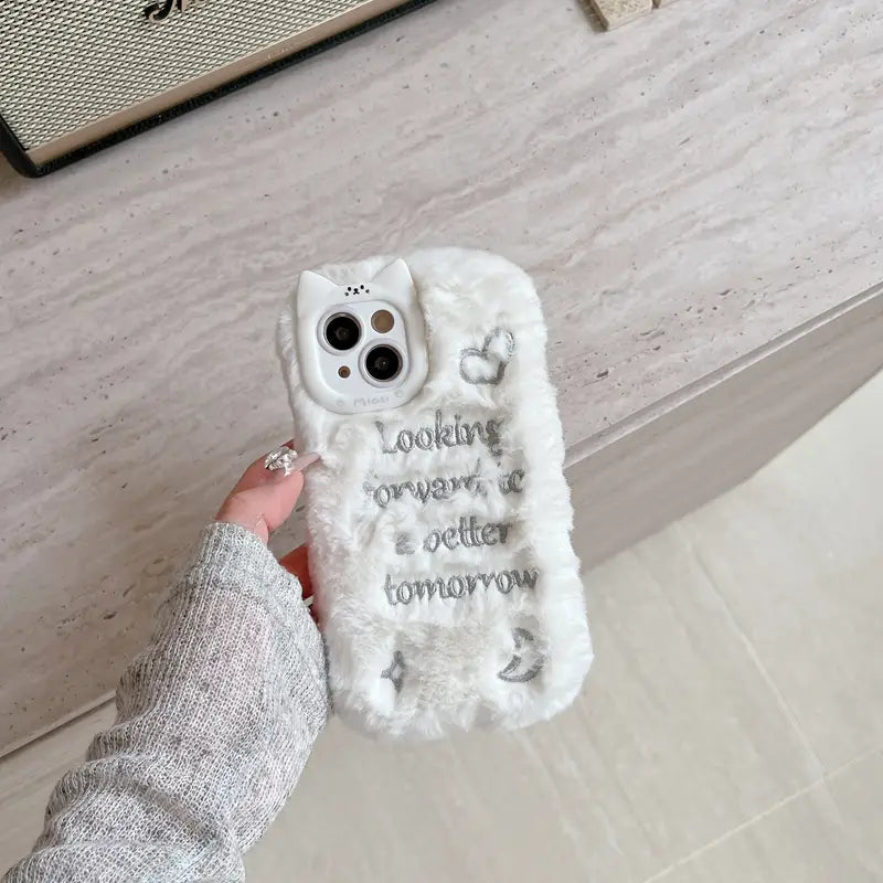 Cute Cat Ears Embroidery Case