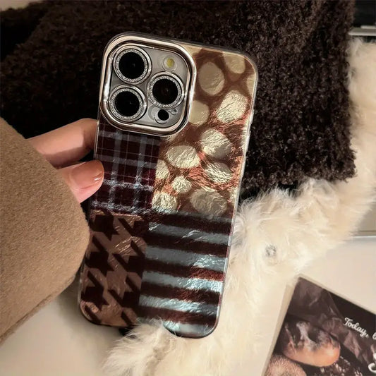 Retro Glam Leopard Stitch Phone Case