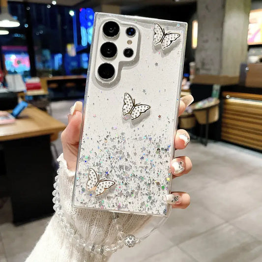 Starry Butterfly Handrope Phone Case - Samsung