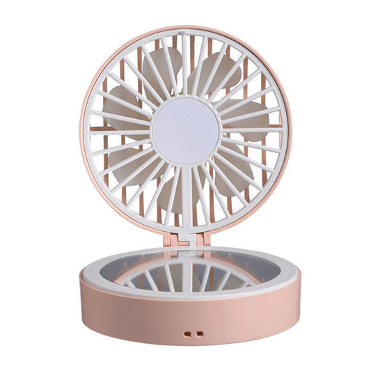 Hanging Touch LED Fan With Makeup Mirror