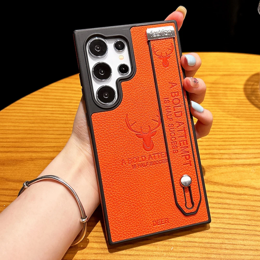 Deer Charm Leather Wristband Shockproof Case -Samsung