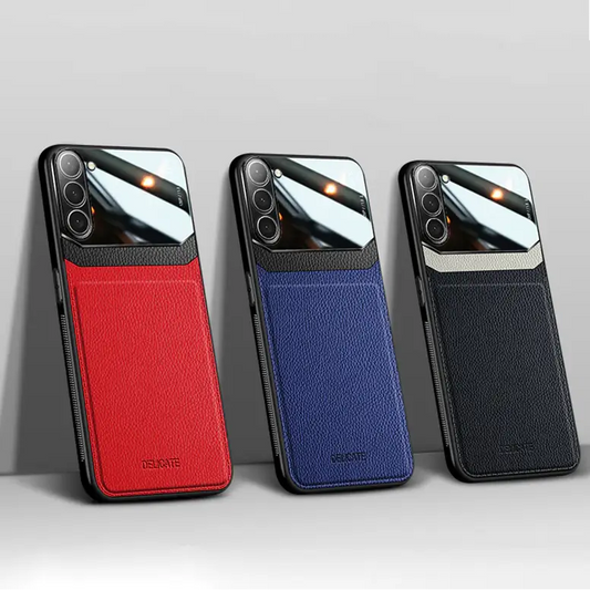 Aura Glass Lens Stitching Leather Case - Samsung
