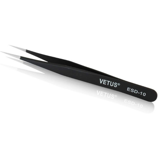 Vetus Anti-static SMD Black Tweezer ESD-10 Stainless Steel