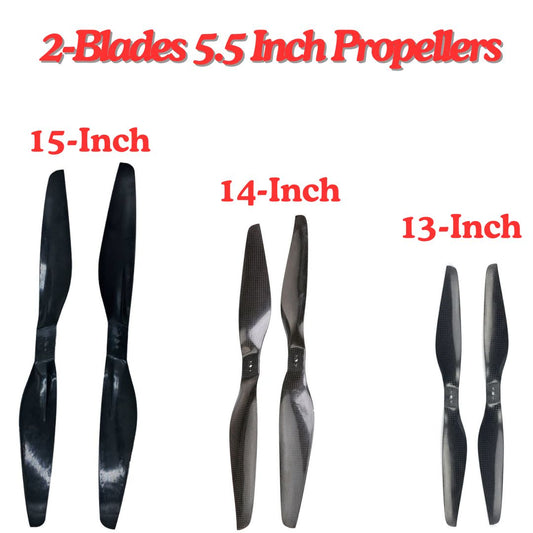 2-Blades 5.5-Pitch xx55 Propellers For Drone/Quadcopters CW + CCW (1-Pair)