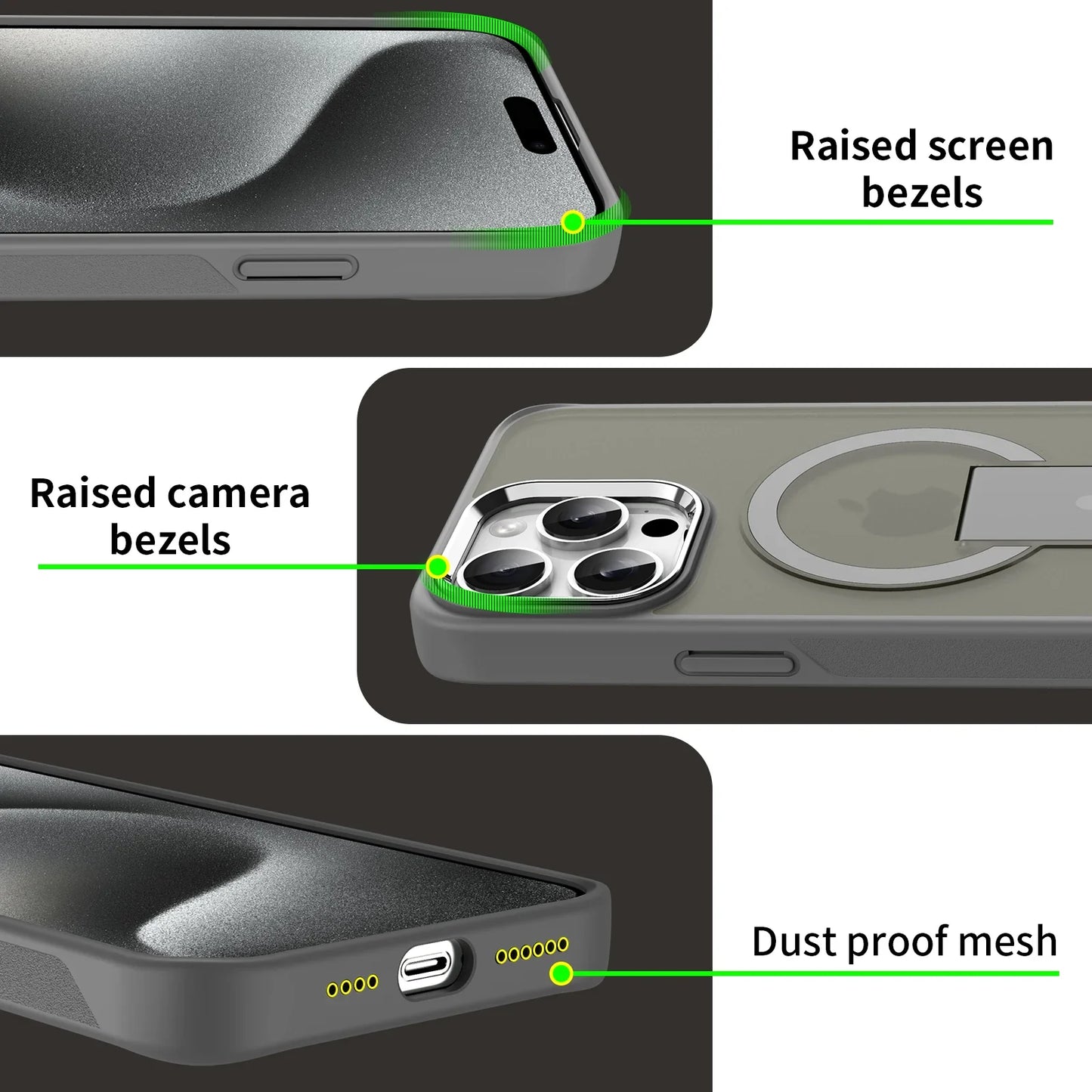 Frosted Elegance Kickstand Magnetic Case - iPhone