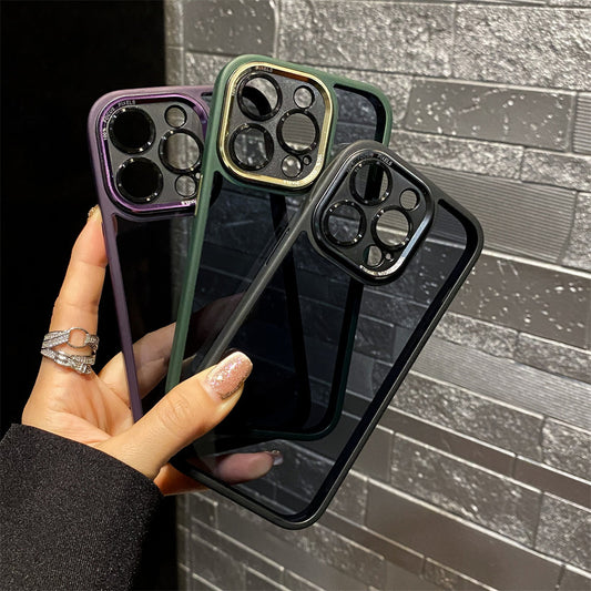 Clear Slim Metal Camera Shield Case - iPhone