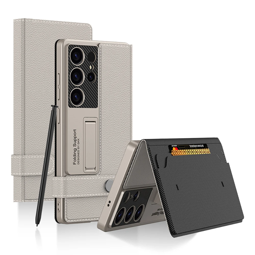 Galaxy S25 Ultra Foldable Card Holder Wallet Stand Case