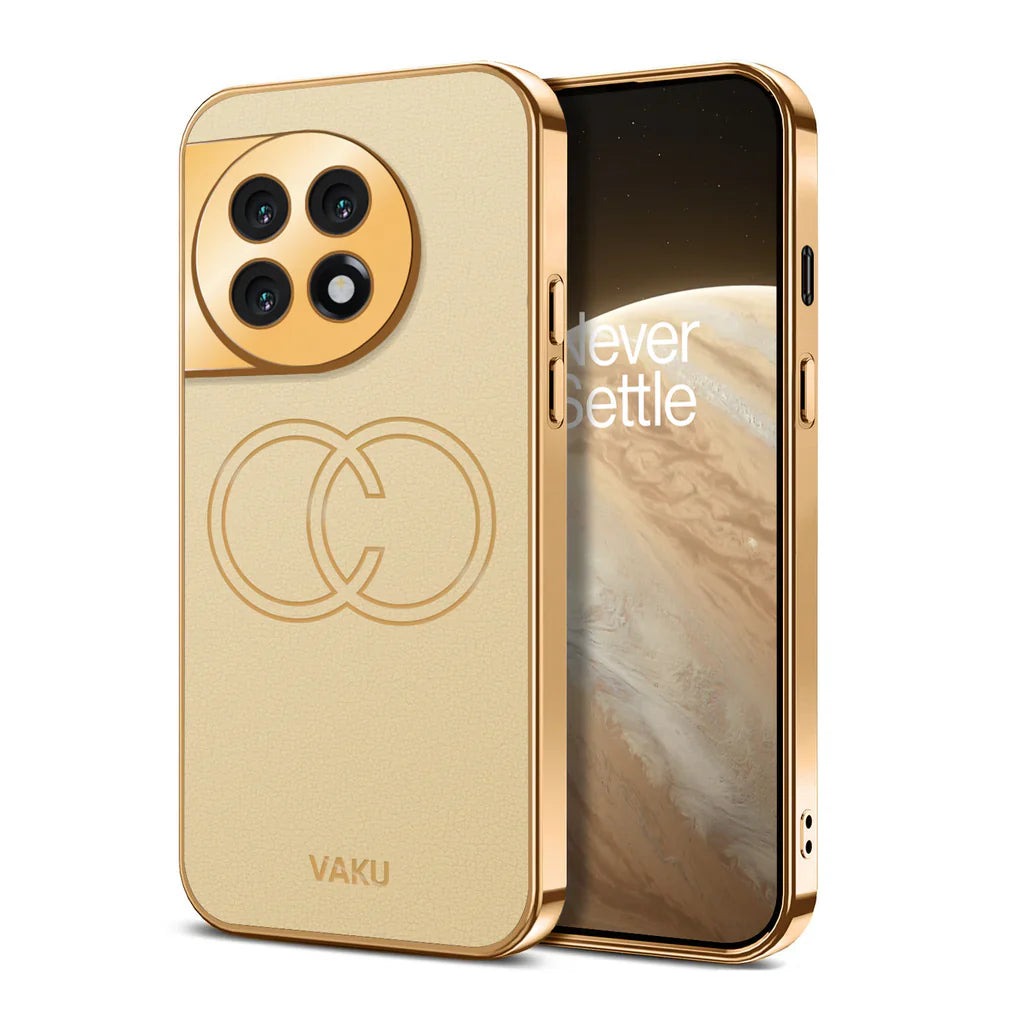Royal Majestic Gold Frame Leather Case - OnePlus