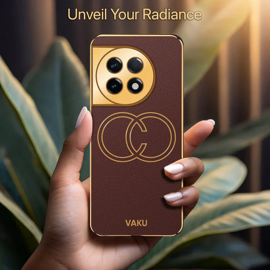 Royal Majestic Gold Frame Leather Case - OnePlus