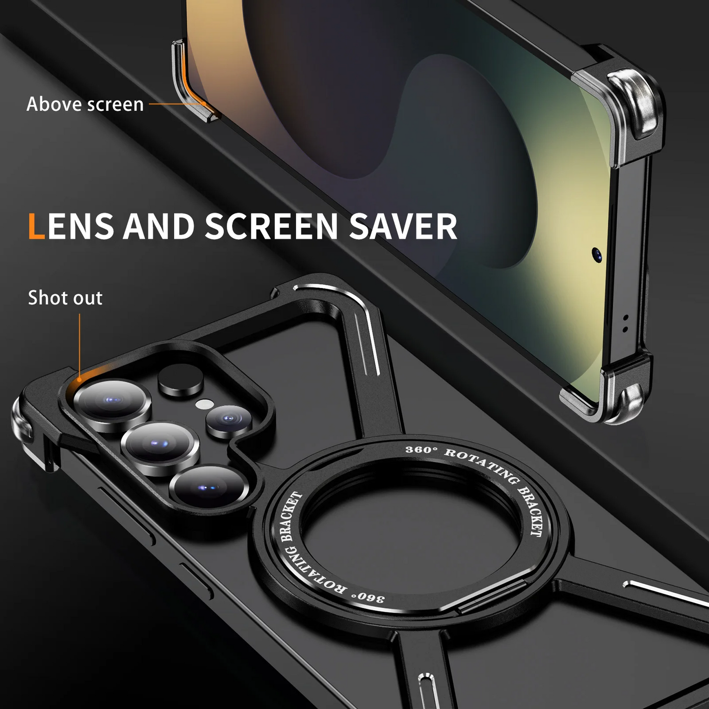 Galaxy S25 Ultra Titan Shield Rotating Ring Stand Case