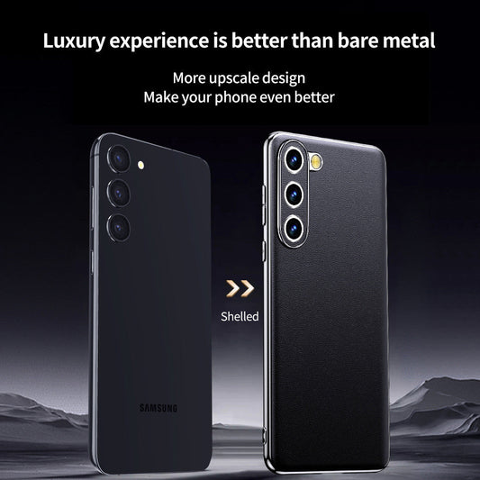 Classic Leather Craft Edge Plating Case - Samsung