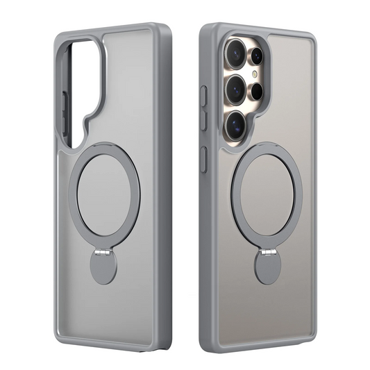 Matte Metal Stand Magnetic Transparent Case -Samsung