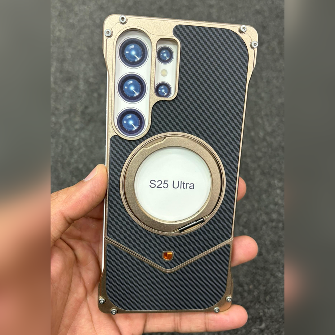 Galaxy S25 Ultra Electroplated Metal Ring Kickstand Case