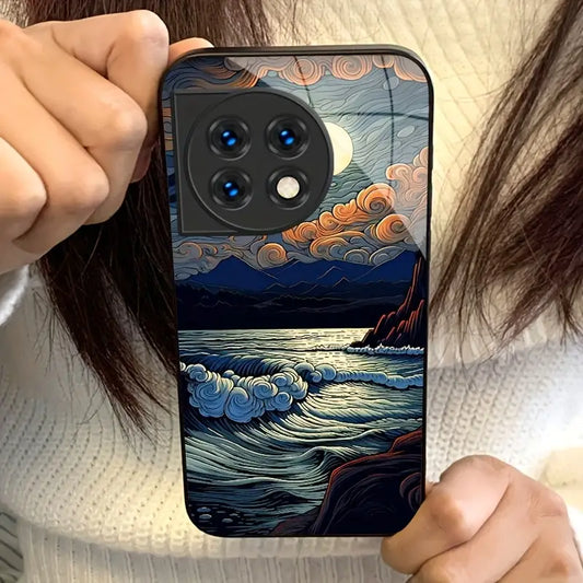 Elegant Wave & Cloud Sea Glass Case - OnePlus