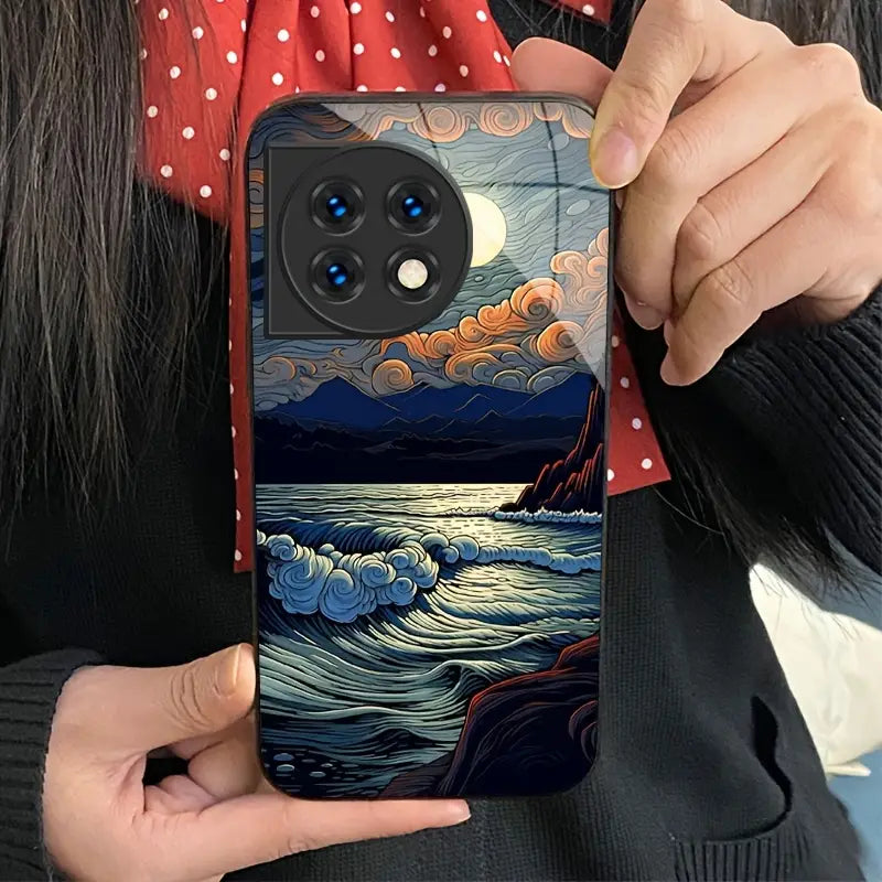 Elegant Wave & Cloud Sea Glass Case - OnePlus