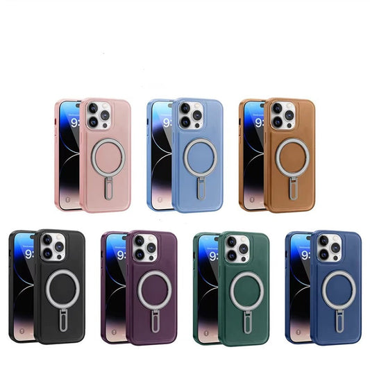 Sleek Urban Leather MagSafe Ring Case - iPhone