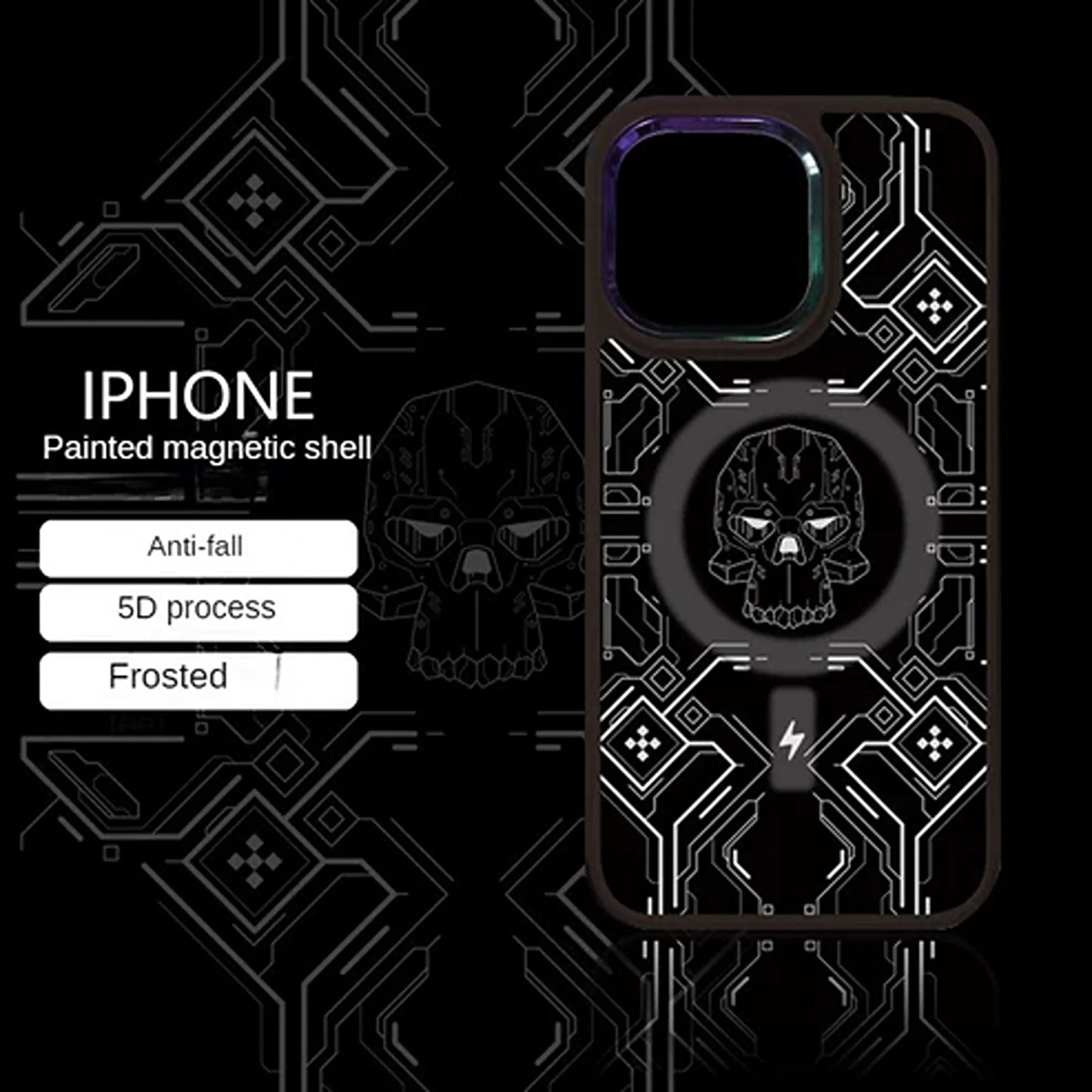 Cyberpunk Skull Engraved MagSafe Case - iPhone