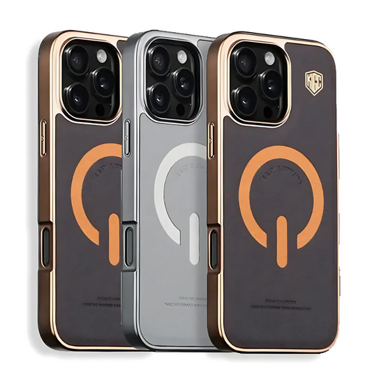 Premium Leather Metal Frame MagSafe Case - iPhone