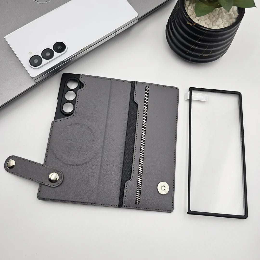 Galaxy Z Fold 6 Luxurious MagSafe Grip Wallet Case