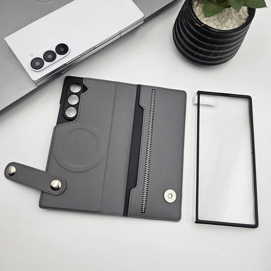 Galaxy Z Fold 6 Luxurious MagSafe Grip Wallet Case