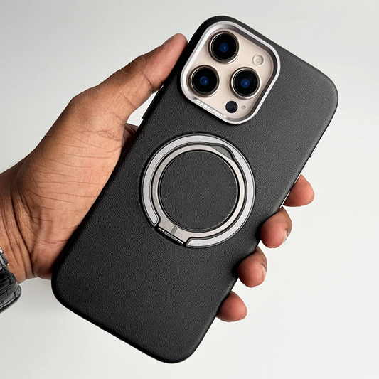 MagnaGuard Leather Rotating Ring Case - iPhone