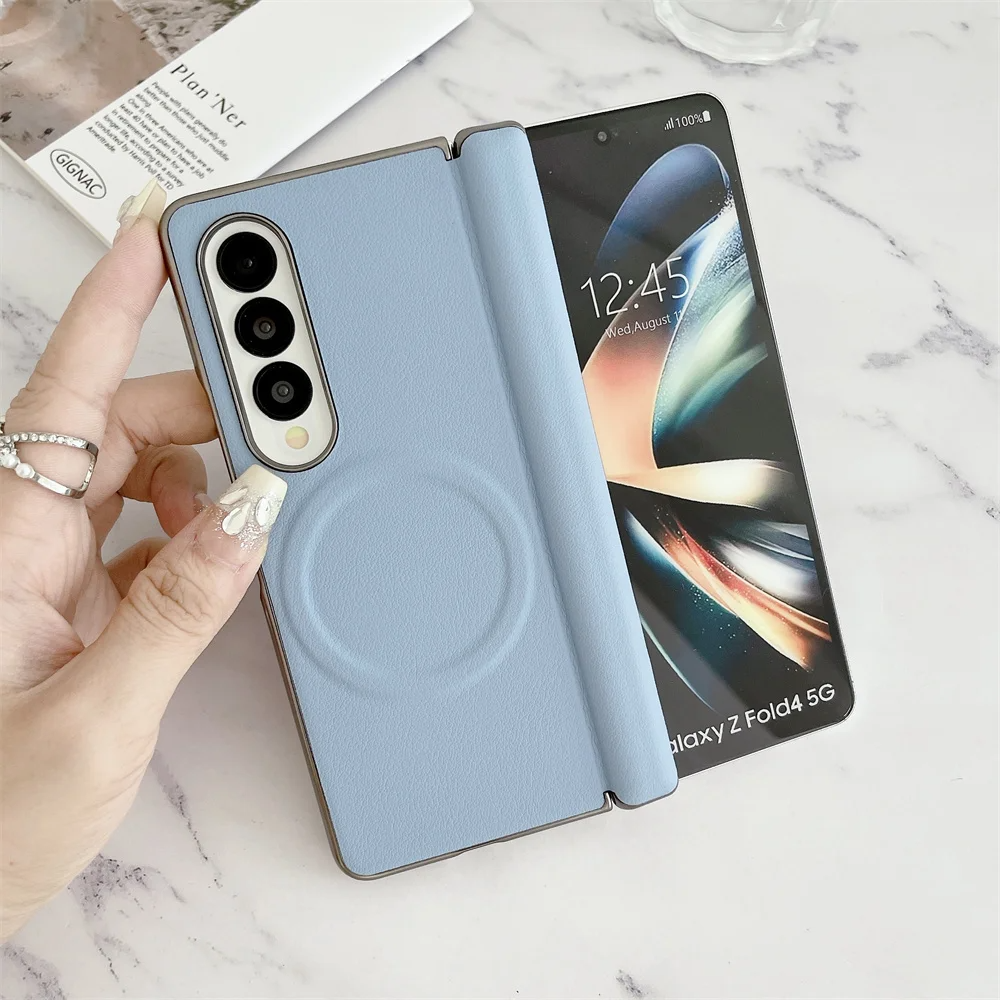 Galaxy Z Fold Series MagSafe Leather Shockproof Hinge Case