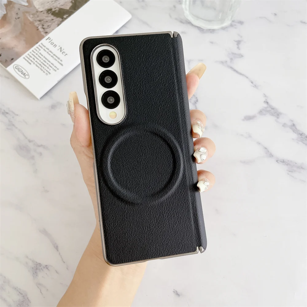 Galaxy Z Fold Series MagSafe Leather Shockproof Hinge Case