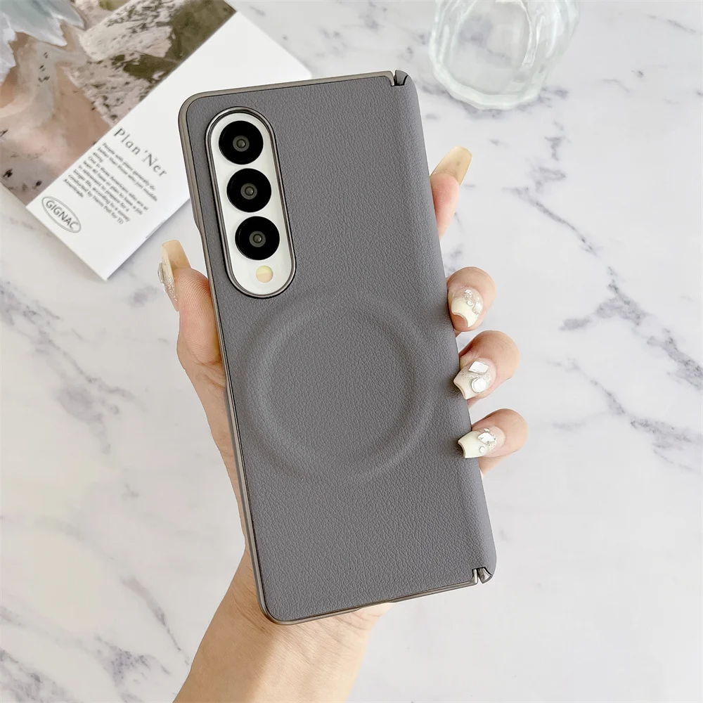 Galaxy Z Fold Series MagSafe Leather Shockproof Hinge Case