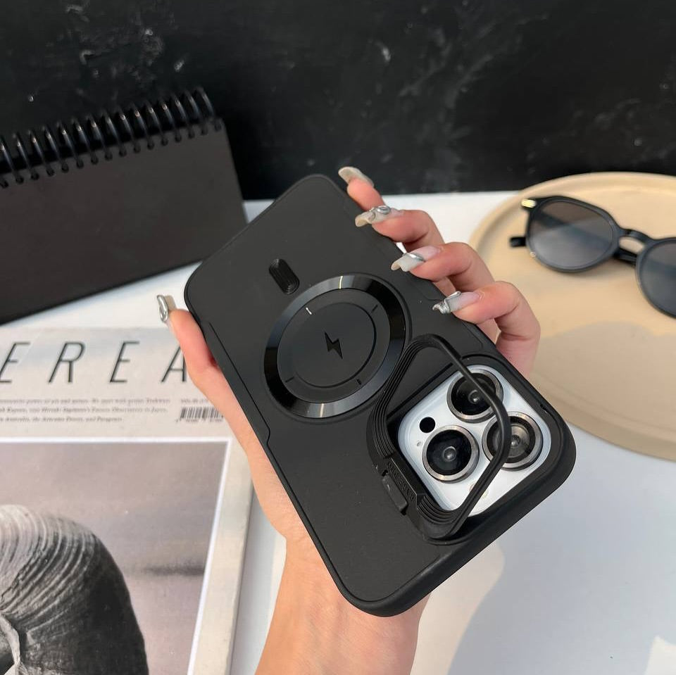 Luxury Lens Bracket MagSafe Soft Case - iPhone