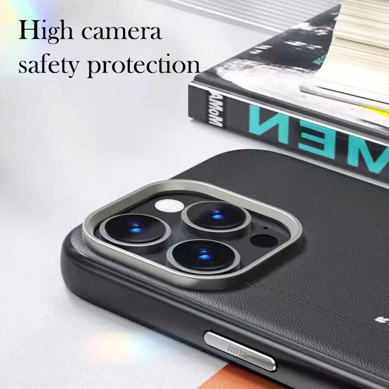 Luxurious Leather Magnetic Armor Case - iPhone