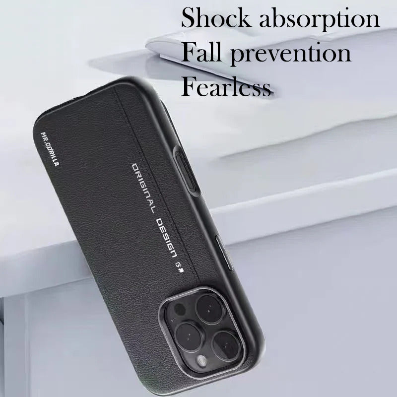 Luxurious Leather Magnetic Armor Case - iPhone