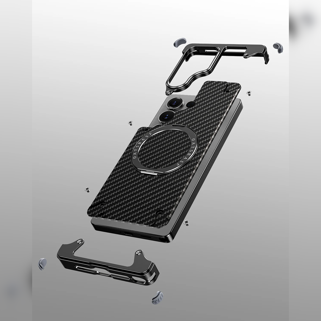 Galaxy S25 Ultra Metal Pivot Magnetic Stand Leather Case