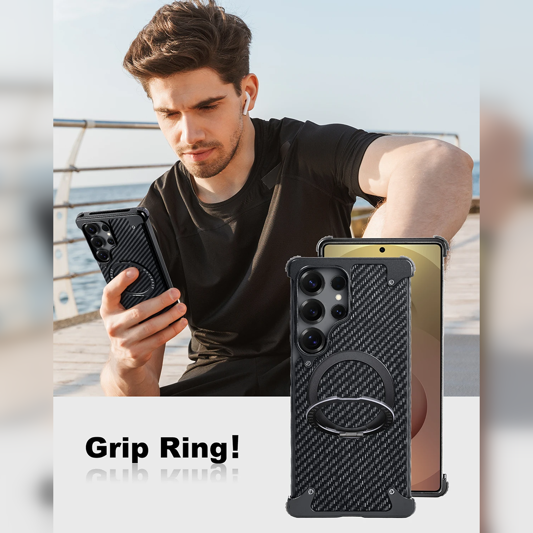 Galaxy S25 Ultra Metal Pivot Magnetic Stand Leather Case