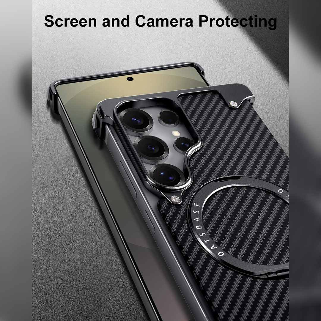Galaxy S25 Ultra Metal Pivot Magnetic Stand Leather Case