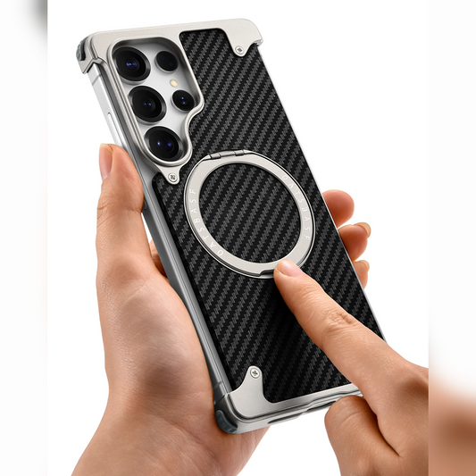 Galaxy S25 Ultra Metal Pivot Magnetic Stand Leather Case