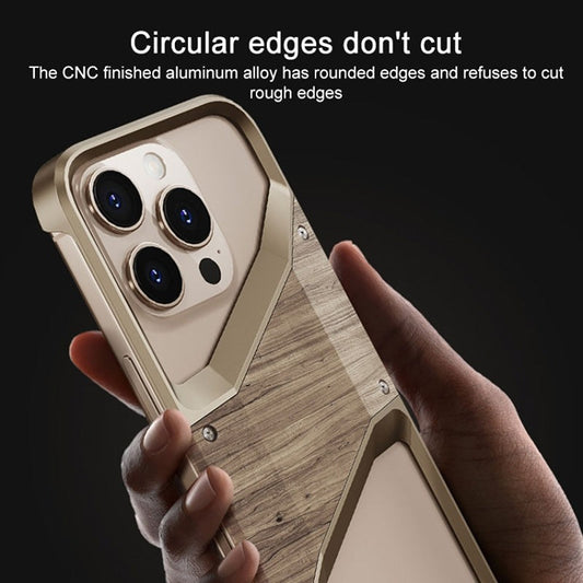 Exquisite Alloy Solid Wood Shield Case - iPhone